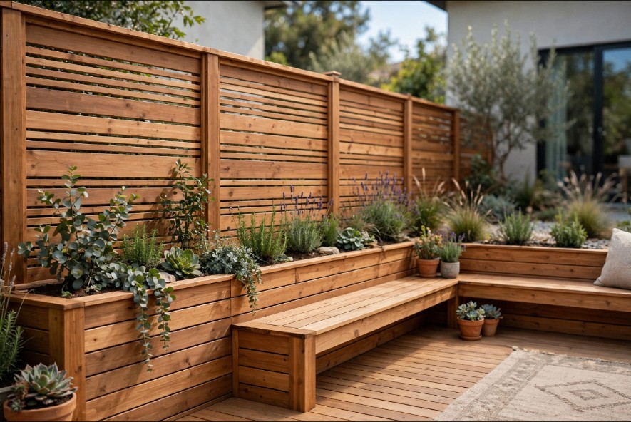 Timber Screen, Planters & Deck